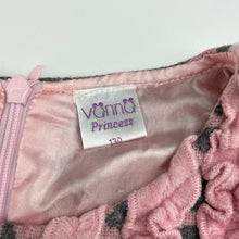 Load image into Gallery viewer, Girls Vanna Princess, lined floral grey & pink floral dress, GUC, size 8, L: 66cm