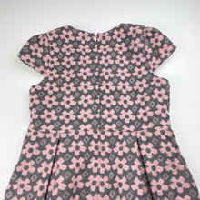 Load image into Gallery viewer, Girls Vanna Princess, lined floral grey & pink floral dress, GUC, size 8, L: 66cm