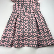 Load image into Gallery viewer, Girls Vanna Princess, lined floral grey & pink floral dress, GUC, size 8, L: 66cm