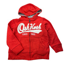 Load image into Gallery viewer, Boys Osh Kosh, orange fleece lined zip hoodie sweater, light mark hood, FUC, size 4,