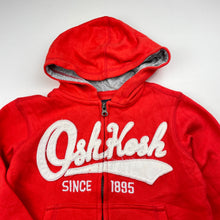 Load image into Gallery viewer, Boys Osh Kosh, orange fleece lined zip hoodie sweater, light mark hood, FUC, size 4,