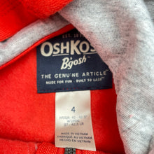 Load image into Gallery viewer, Boys Osh Kosh, orange fleece lined zip hoodie sweater, light mark hood, FUC, size 4,