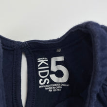Load image into Gallery viewer, Girls Cotton On, navy cotton broderie trim dress , GUC, size 5, L: 58cm