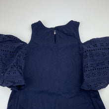 Load image into Gallery viewer, Girls Cotton On, navy cotton broderie trim dress , GUC, size 5, L: 58cm