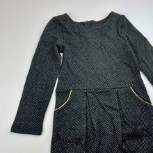 Load image into Gallery viewer, Girls H&M, black & metallic gold long sleeve dress, EUC, size 5-6, L: 60cm