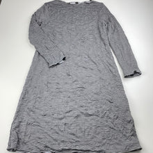 Load image into Gallery viewer, Girls ONE SUNDAY, Aust made reversible grey spot/stripe dress, EUC, size 8-9, L: 73cm