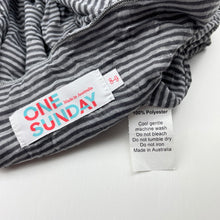 Load image into Gallery viewer, Girls ONE SUNDAY, Aust made reversible grey spot/stripe dress, EUC, size 8-9, L: 73cm