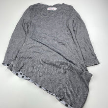 Load image into Gallery viewer, Girls ONE SUNDAY, Aust made reversible grey spot/stripe dress, EUC, size 8-9, L: 73cm