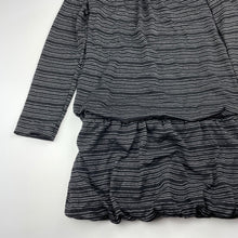 Load image into Gallery viewer, Girls Hype Girls, black & silver metallic stripe dress, EUC, size 8, L: 65cm