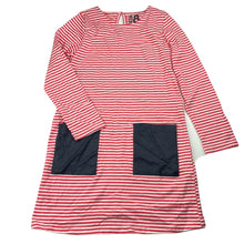 Load image into Gallery viewer, Girls Cotton On, red & white stripe cotton long sleeve dress, EUC, size 8, L: 65cm