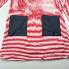 Load image into Gallery viewer, Girls Cotton On, red & white stripe cotton long sleeve dress, EUC, size 8, L: 65cm