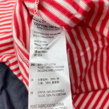 Load image into Gallery viewer, Girls Cotton On, red & white stripe cotton long sleeve dress, EUC, size 8, L: 65cm