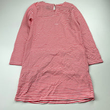 Load image into Gallery viewer, Girls Cotton On, red & white stripe cotton long sleeve dress, EUC, size 8, L: 65cm