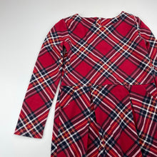 Load image into Gallery viewer, Girls tartan, long sleeve dress, armpit to armpit: 31cm, shoulder to cuff: 42cm, wash fade, FUC, size 6-7, L: 61cm