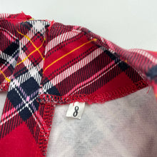 Load image into Gallery viewer, Girls tartan, long sleeve dress, armpit to armpit: 31cm, shoulder to cuff: 42cm, wash fade, FUC, size 6-7, L: 61cm