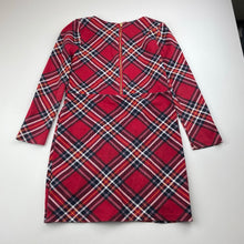 Load image into Gallery viewer, Girls tartan, long sleeve dress, armpit to armpit: 31cm, shoulder to cuff: 42cm, wash fade, FUC, size 6-7, L: 61cm
