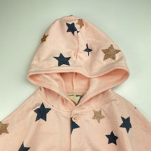Load image into Gallery viewer, Girls Cotton On, hooded poncho sweater, stars, small mark front, FUC, size 7,