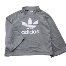 Load image into Gallery viewer, Girls Adidas, grey cropped sleeve sweater/jumper, armpit to cuff: 32cm, EUC, size 8-9,