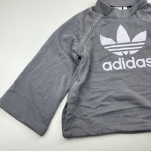 Load image into Gallery viewer, Girls Adidas, grey cropped sleeve sweater/jumper, armpit to cuff: 32cm, EUC, size 8-9,