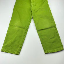Load image into Gallery viewer, Boys Adams, green denim pants, elasticated, Inside leg: 42,5cm, GUC, size 6,