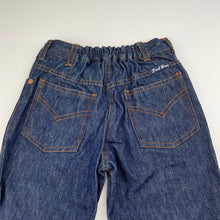 Load image into Gallery viewer, unisex Fred Bare, dark denim jeans, elasticated, Inside leg: 49cm, EUC, size 4,
