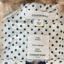 Load image into Gallery viewer, Girls Country Road, cotton lined faux fur / vest / jacket, 3 hook fasten, EUC, size 7,