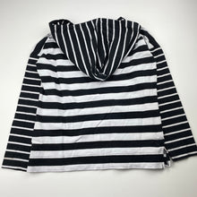 Load image into Gallery viewer, Girls GB Tee, striped soft feel cotton hooded top, discolouration front, FUC, size 8,