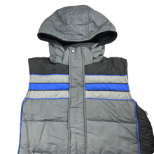 Load image into Gallery viewer, Boys TRIPLE STAR, grey puffer vest / jacket, detachable hood, EUC, size 10-12,