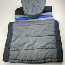 Load image into Gallery viewer, Boys TRIPLE STAR, grey puffer vest / jacket, detachable hood, EUC, size 10-12,