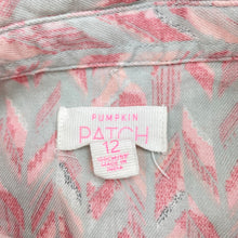 Load image into Gallery viewer, Girls Pumpkin Patch, grey & pink viscose shirt dress, poppers, EUC, size 12, L: 75cm at front