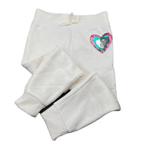 Load image into Gallery viewer, Girls cream, fleece lined track pants, elasticated, Inside leg: 43.5cm, EUC, size 6,