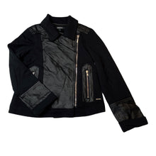 Load image into Gallery viewer, Girls DKNY, black lightweight jacket, faux leather detail, EUC, size 6,