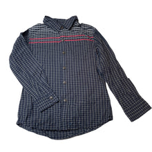 Load image into Gallery viewer, Boys Gumboots, navy lightweight cotton long sleeve shirt, EUC, size 7-8,