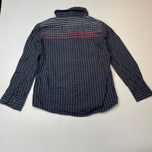 Load image into Gallery viewer, Boys Gumboots, navy lightweight cotton long sleeve shirt, EUC, size 7-8,