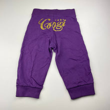 Load image into Gallery viewer, Girls COOGI, purple cotton cropped pants, elasticated, Inside leg: 25cm, EUC, size 4,