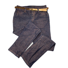Load image into Gallery viewer, Girls Target, blue & metallic rose gold stretch denim pants, adjustable, Inside leg: 59.5cm, EUC, size 8,