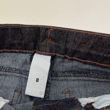 Load image into Gallery viewer, Girls Target, blue & metallic rose gold stretch denim pants, adjustable, Inside leg: 59.5cm, EUC, size 8,