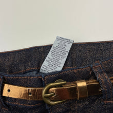 Load image into Gallery viewer, Girls Target, blue & metallic rose gold stretch denim pants, adjustable, Inside leg: 59.5cm, EUC, size 8,