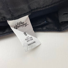 Load image into Gallery viewer, Girls Miss Understood, black lightweight stretch pants, adjustable, Inside leg: 56cm, EUC, size 8,