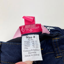 Load image into Gallery viewer, Girls Pink Sugar, lightweight stretch denim pants, adjustable, Inside leg: 59cm, EUC, size 8,