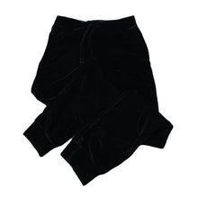 Load image into Gallery viewer, Girls boohoo kids, black velour pants, elasticated, Inside leg: 50cm, EUC, size 7-8,