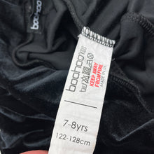 Load image into Gallery viewer, Girls boohoo kids, black velour pants, elasticated, Inside leg: 50cm, EUC, size 7-8,