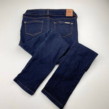 Load image into Gallery viewer, Girls Gum, dark stretch denim jeans, adjustable, Inside leg: 59cm, EUC, size 8,