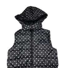 Load image into Gallery viewer, Girls Tilii, spotted puffer vest / sleeveless jacket, detachable hood, EUC, size 12,