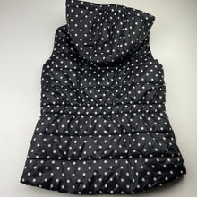 Load image into Gallery viewer, Girls Tilii, spotted puffer vest / sleeveless jacket, detachable hood, EUC, size 12,