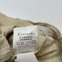 Load image into Gallery viewer, Girls Limonada, stretch corduroy pants, adjustable, Inside leg: 45.5cm, EUC, size 6,