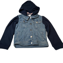 Load image into Gallery viewer, Girls Anko, blue denim hooded jacket, poppers, FUC, size 6,