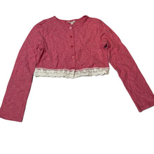 Load image into Gallery viewer, Girls Milkshake, lace trim cotton long sleeve top / cardi, EUC, size 8,