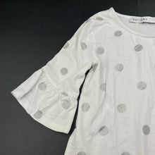 Load image into Gallery viewer, Girls Decjuba Kids, soft feel white & silver spot top, FUC, size 8,