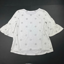 Load image into Gallery viewer, Girls Decjuba Kids, soft feel white & silver spot top, FUC, size 8,
